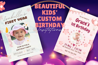 design custom kids birthday invitations with playful and creative themes