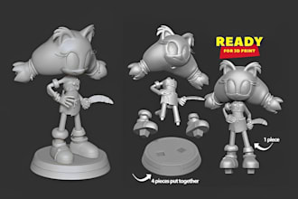 create unique 3d model of sonic oc character model animal 3d toy figures cartoon