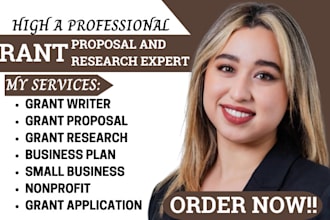 do grant research, grant proposal writing, grant application and business plan