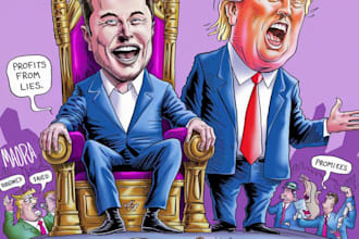 create a political or satirical cartoon