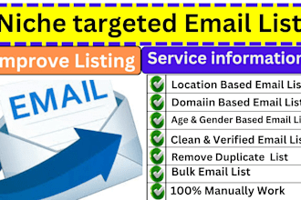 provide niche targeted email list for verified email marketing