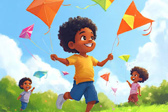 design a african american children book illustration kids book cover