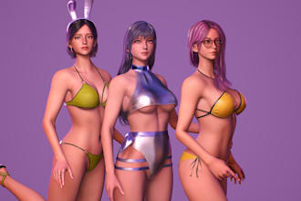 sculpt 3d nsfw, sfw 3d metahuman, 3d modelling pbr texturing, rig uv map