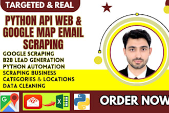 execute google map web scraping email data mining  with python API for b2b