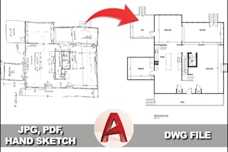 draw,redraw profetional 2d architectural floor plan,blueprint in autocad