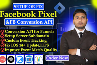 setup meta facebook pixel,conversion API on clickfunnels kajabi gohighlevel, GTM