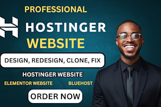 build wordpress website design on hostinger, bluehost, dreamhost, godaddy,