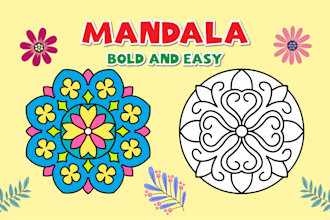 create bold and easy mandala coloring pages and book cover
