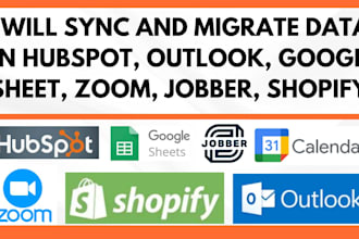 sync migrate data on hubspot outlook google sheet zoom slack jobber shopify