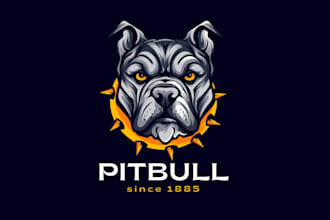 draw dog training, bulldog or pitbull logo