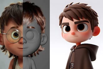 sculpt 3d cartoon character model 3d game character design cgi pixar style rig