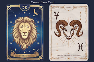 design and draw custom tarot art oracle card zodiac games and divination cards