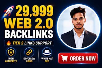 create 29,999 high quality web 20 backlinks for tier 2 SEO