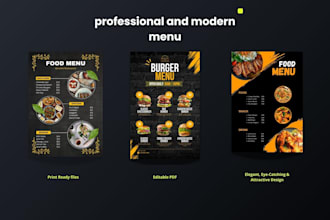 design a professional, eye catching restaurant menu or digital menu