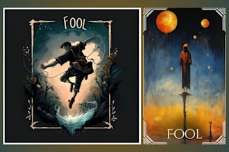 design and draw custom tarot art oracle card zodiac games and divination cards