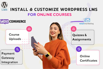 install and customize wordpress lms for online courses, tutor lms and learndash