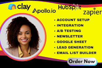 setup workflow clay com, hubspot, apollo io expert zapier makecom api automation