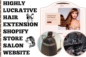 design hair website hair extension store salon website salon shopify store