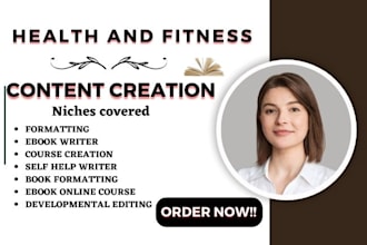 write medical ebook, health and fitness, course creation, ebook online course