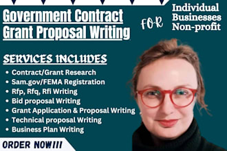 find rfp write government contract grant bid proposal, business plan