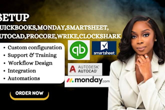 setup quickbooks enterprises monday smartsheet autocad procore wrike clockshark