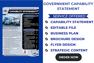 create a professional capability statement, rfp bid proposal, and business flyer