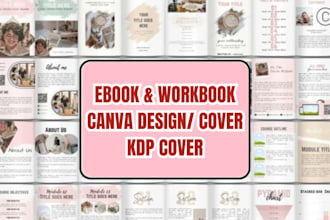 create digital workbook, planner, KDP book covers, journal template using canva