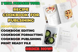 proofread, edit, format, and publish your recipe cookbook on amazon KDP, lulu