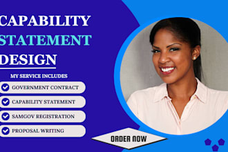 design  federal government capability statement, contract bid, past performance