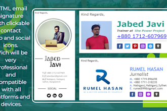 design modern HTML email signature for outlook,gmail and more