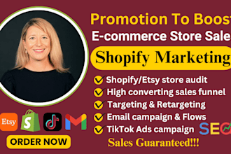 boost ecommerce sales shopify and etsy promotion with sales funnel or tiktok ads