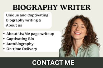 be biography writer write professional bio about us autobiography content writer