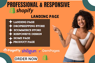 design shopify ecommerce website or landing page shogun pagefly and gempages