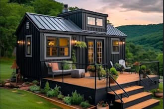 design shipping container homes 3d rendering and 2d floor plan