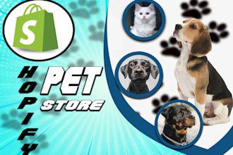design shopify pet store pet grooming website, pet care website