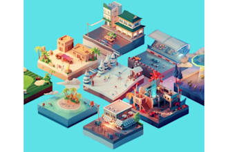 design 3d low poly game asset environment scene or an item in blender