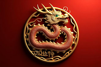 do awesome chinese dragon ornament china coin medallion mascot logo design