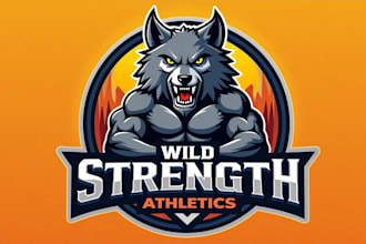 do awesome a wolf animal body builder sports mascot weight li logo