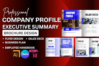 design company profile, one pager executive summary business proposal pitch deck