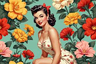 draw a pin up girl and pin up girl of art