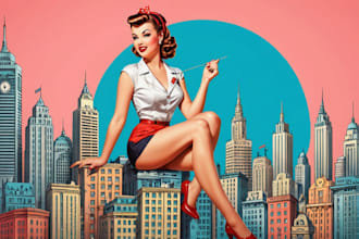 create a pin up girl and pin up girl illustration