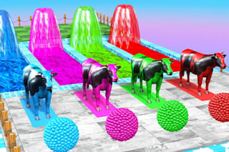 create 3d animal crossing fountain animation