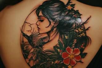 make a sleeve tattoo design in geometric style
