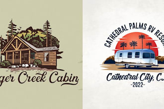 travel agency, cabin, hotel, resort logo design