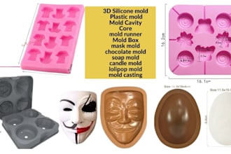 make 3d silicone mold, chocolate mold, injection mold design in solidworks