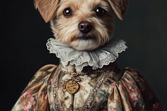 do custom pet portrait pet illustration or dog portrait