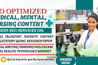 write SEO medical, mental health, nutrition ebook, article, blog post, academic