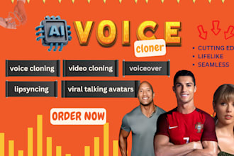 do voice cloning, video cloning, voiceover, lip sync, viral talking avatars