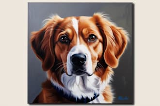 do oil painting on canvas acrylic painting of portrait, pet, realistic painting