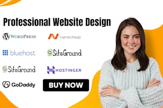 design a wordpress website on godaddy, bluehost, hostinger, namecheap